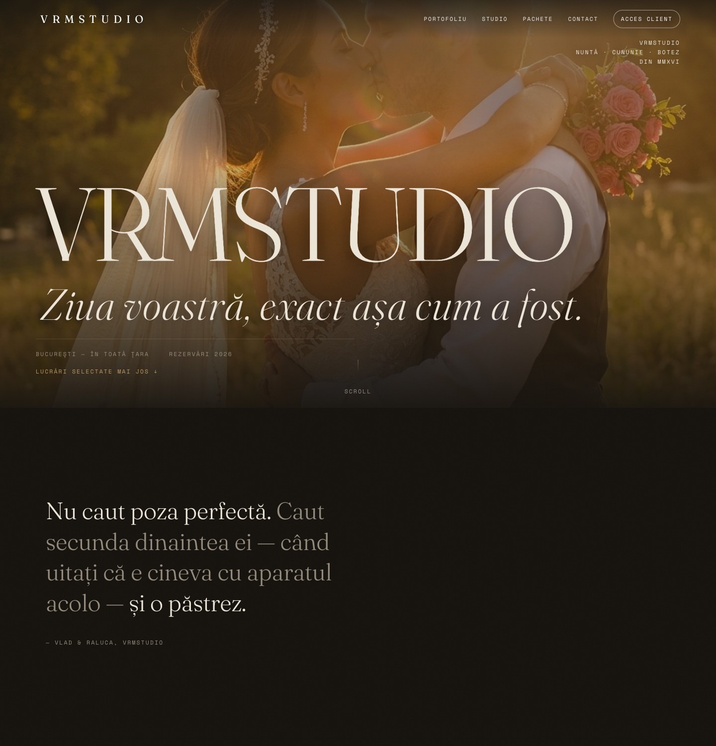 Website-ul VRMSTUDIO, făcut din template-ul Néve